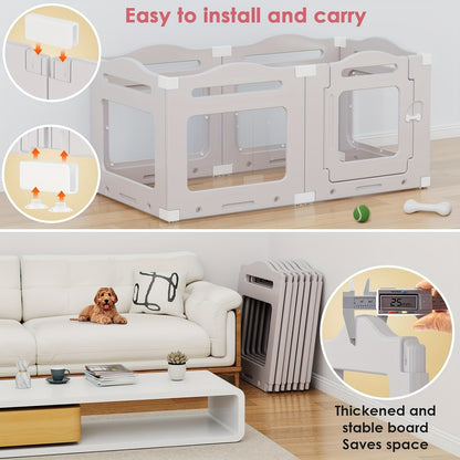Hondenren – Puppyren – Dierenren – Hondenkennel – Hondenbox – Transparant Acryl – Opvouwbaar Met Deur – 60 cm Hoog – Inclusief Zuignappen En Grondankers