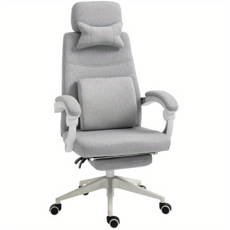 Bureaustoel – Bureaustoel met Wielen – Gaming Stoel – Desk Chair – Ergonomische Bureaustoel Grijs – Hoge Rugleuning – Verstelbare Zithoogte