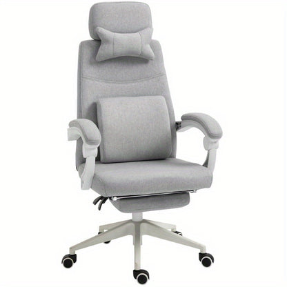 Bureaustoel – Bureaustoel met Wielen – Gaming Stoel – Desk Chair – Ergonomische Bureaustoel Grijs – Hoge Rugleuning – Verstelbare Zithoogte