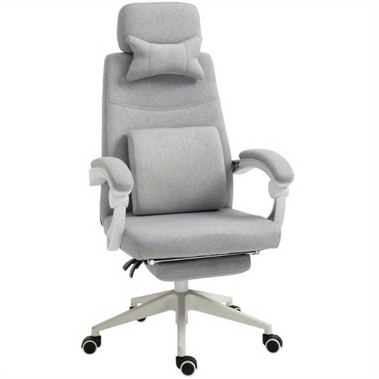 Bureaustoel – Bureaustoel met Wielen – Gaming Stoel – Desk Chair – Ergonomische Bureaustoel Grijs – Hoge Rugleuning – Verstelbare Zithoogte