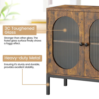 80.01cm Modern Rattan Storage Buffet Cabinet with Adjustable Shelves - -Standing Sideboard Suitable for, Dining Room, Entryway - Wood Tone Pantry Cabinet, Assembly Required
