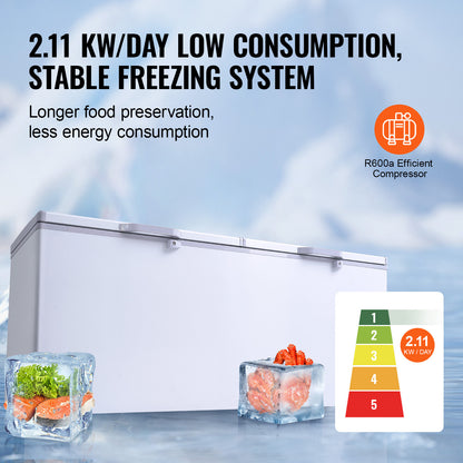 Vriezer – Diepvrieskist – Vrieskast – Diepvriezer – Vrieskist – Grote 561L Inhoud – Instelbare Thermostaat