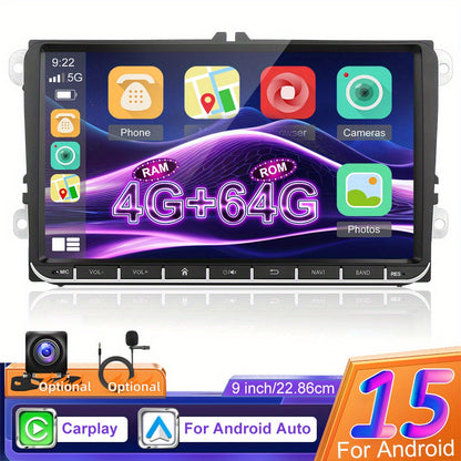 Android Autoradio – Car Multimedia Systeem – Android Stereo – Auto Headunit – GPS Navigatie – 9 Inch HD Touchscreen – Draadloze CarPlay & Android Auto – Inclusief AHD Achteruitrijcamera