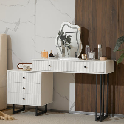 Kaptafel – Make-up Tafel – Vanity Table – Dressing Table – Cosmetica Tafel – Met Spiegel – Uittrekbaar Tafelblad – Metalen Constructie – 100x76x40 cm – Modern Design