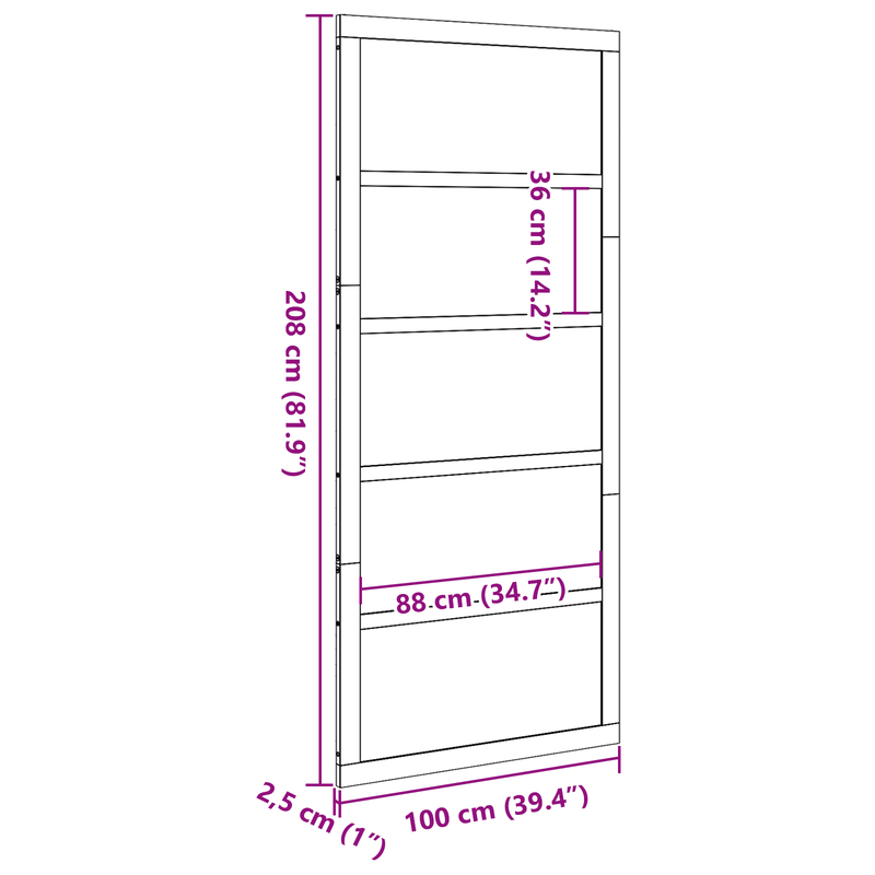 Houten Schuifdeur – Binnendeur – Raumtebesparende Deur – Glijdende Deur – Binnendeur Schuifpaneel – Massief Dennenhout – Wit Design – 100x208 cm – Stil en Soepel