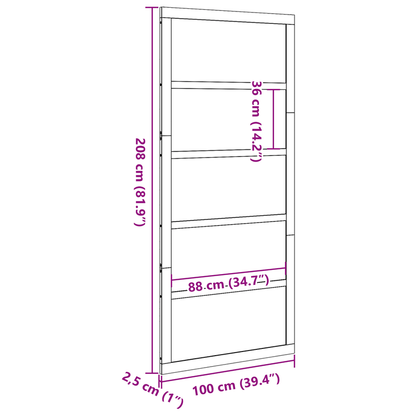Houten Schuifdeur – Binnendeur – Raumtebesparende Deur – Glijdende Deur – Binnendeur Schuifpaneel – Massief Dennenhout – Wit Design – 100x208 cm – Stil en Soepel