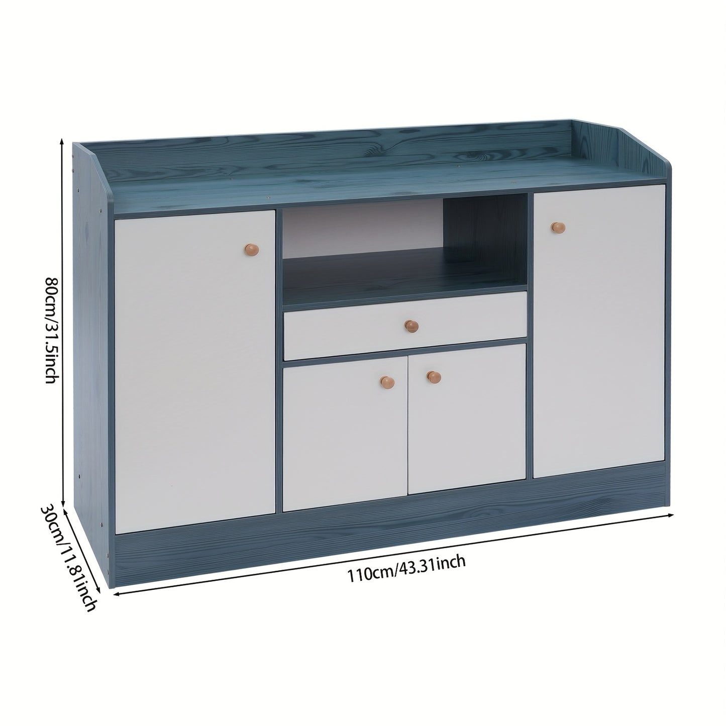 Opbergmeubel – Kast – Dressoir – Keukenmeubel – Buffetkast – Modern – 5 Compartimenten – Hardhout – Magnetische Sluiting – Blauw