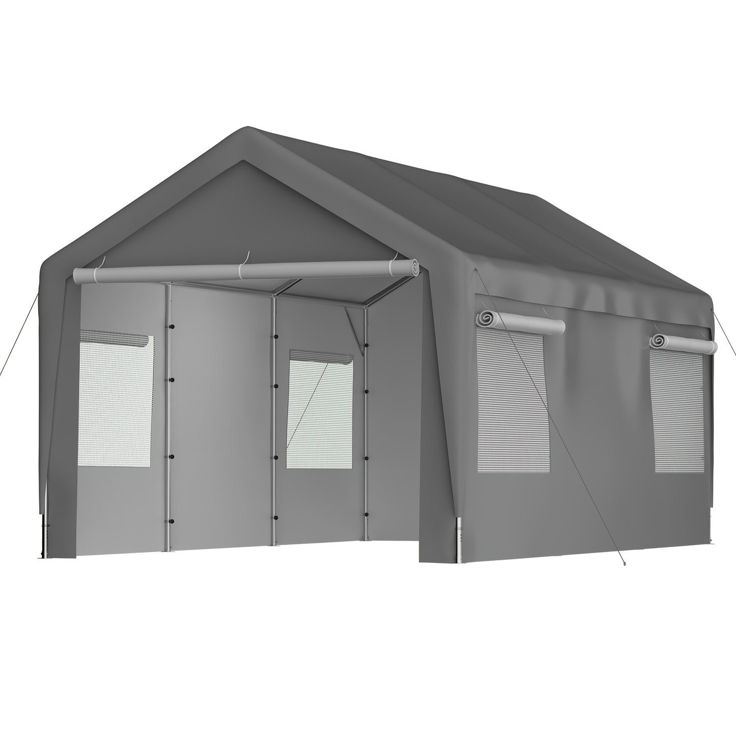 Carport – Overkapping – Garage Tent – Opslagtent – Bescherming – 3x6 Meter – Koudetolerant Materiaal – Oprolbare Ramen