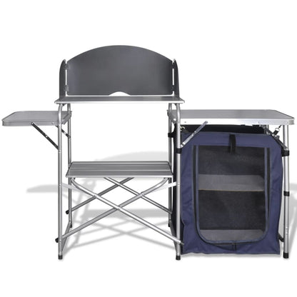 Opvouwbare Campingkeuken – Campingkast – Buitenkeuken – Kampeerkeuken – Tuinkeuken – Ruim Werkblad – Afneembaar Windscherm – Zilver