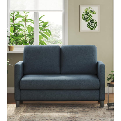 2-zits Sofa – Loveseat – Bank – Tweezitsbank – Compact Sofa – Teddy Velvet Blauw-grijs – 19 cm Veerkrachtige Kussens – Ruimtebesparend Design