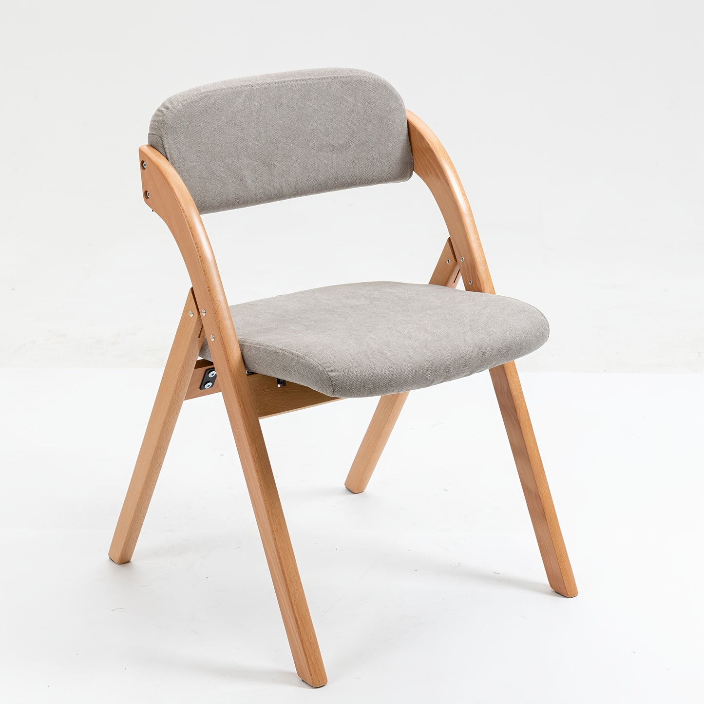 Klapstoel – Opvouwbare Stoel – Campingstoel – Eetkamerstoel – Extra Stoel – Set Van 2 – Houten Frame – Gewatteerde Zitting Met Afneembare Hoes – Grijs