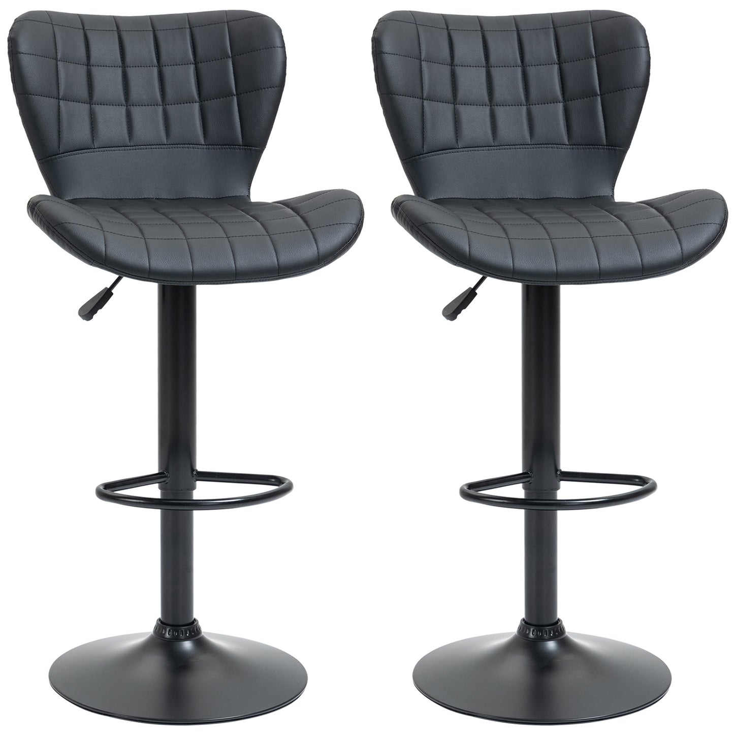 Barkruk – Barstoel – Bistrokruk – Keukenstoel – Kruk – Kunstleer – 360° Draaibaar – Verstelbare Zithoogte 89-109 cm – Zwarte Bekleding