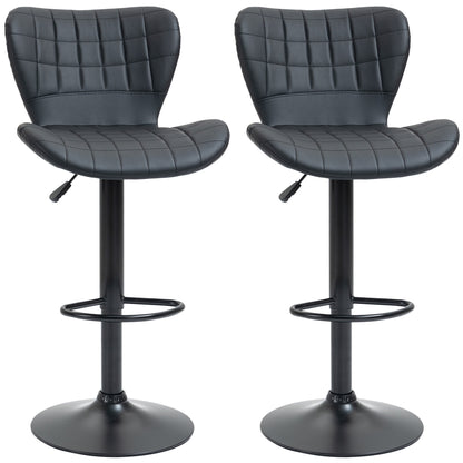 Barkruk – Barstoel – Bistrokruk – Keukenstoel – Kruk – Kunstleer – 360° Draaibaar – Verstelbare Zithoogte 89-109 cm – Zwarte Bekleding