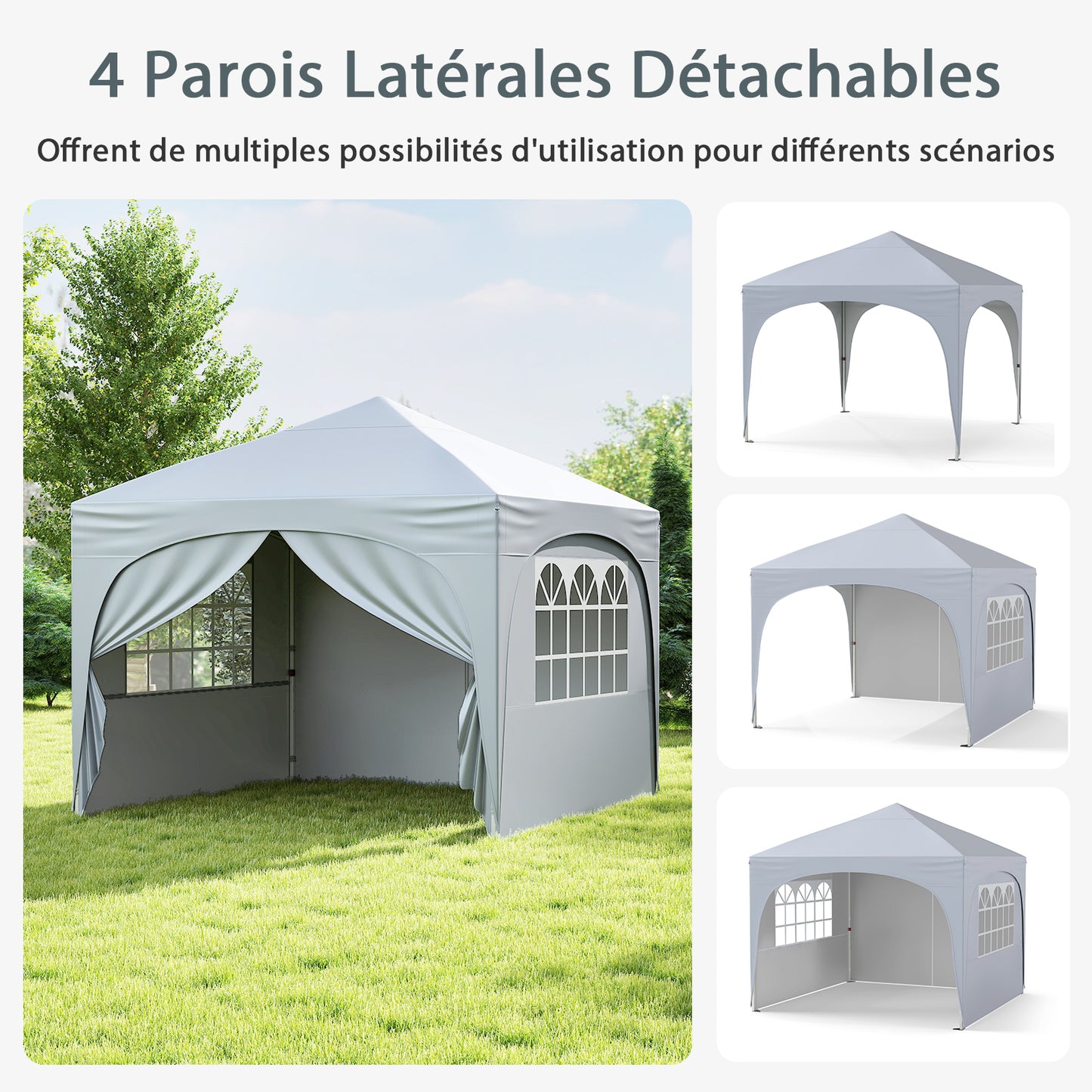10 X 10 FT Pop Up Canopy Tent 1 Sidewall, Outdoor Easy Setup Sunshade Wheeled Bag