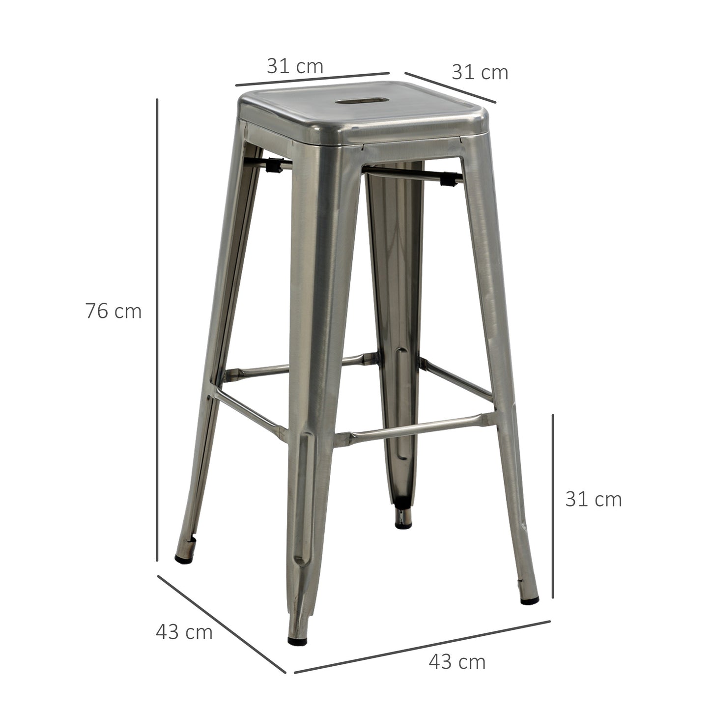 Barstoel – Barkruk – Barstoel Kruk – Barstoelen – Barkrukken – Industrieel Design – Stapelbaar – Metalen Frame – Zithoogte 76 cm