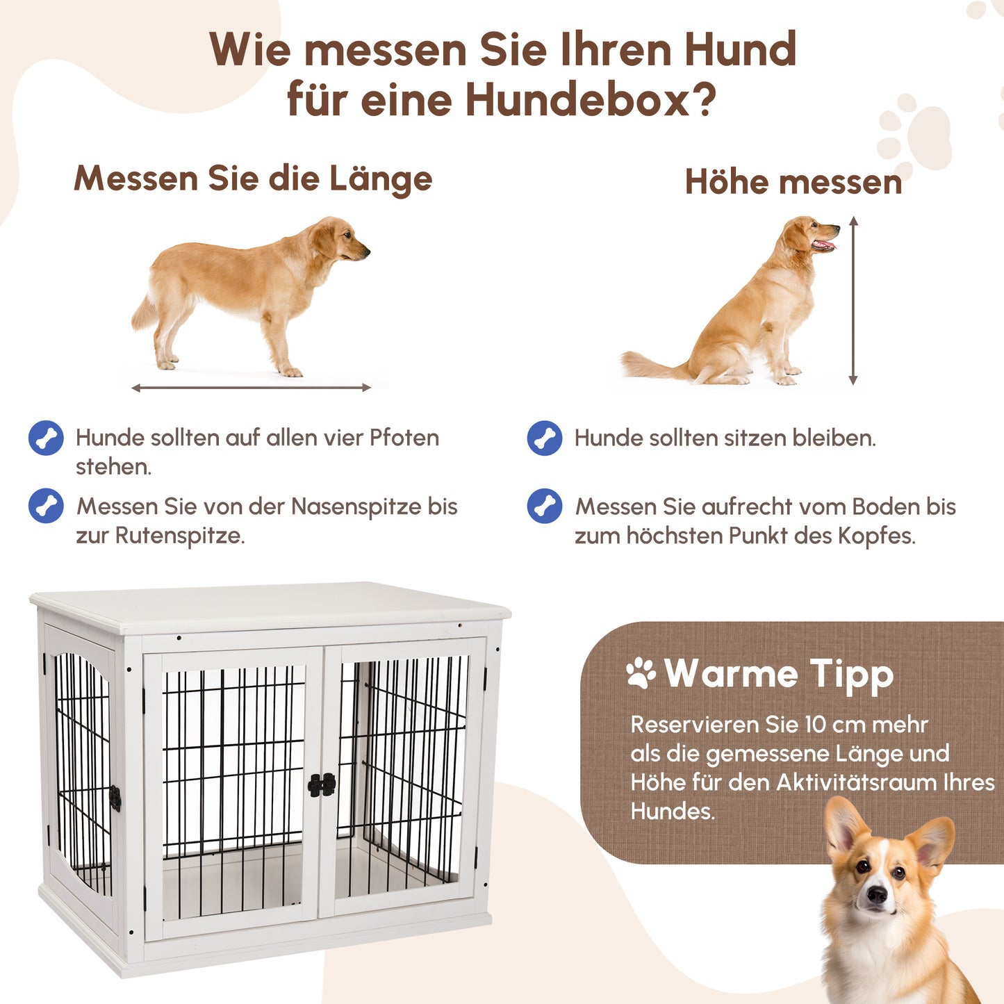 Hondenbench – Hondenkooi – Hondenhuisje – Transportbox – Dierenbench – Hout en Metaal – 58,5x81x66 cm – 2 Deuren