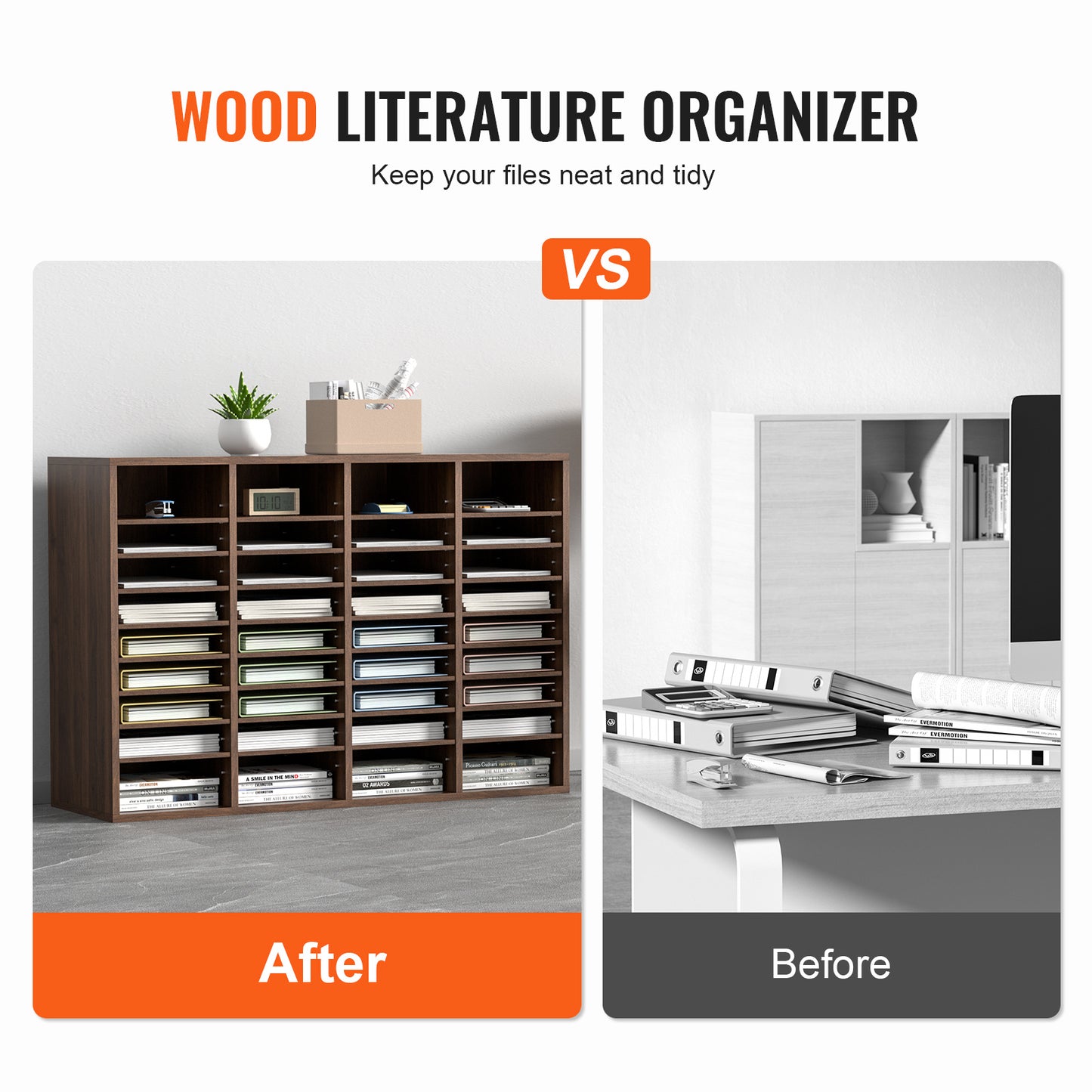 Houten Documenten Organizer – Bureau Sorter – Opbergkast – Postbak – Kantoor Organizer – 36 Vak Compartimenten – Verstelbare Legplanken – Duurzaam P2 Spaanplaat – 99,7x30,5x68 cm
