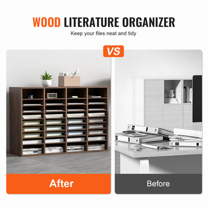 Houten Documenten Organizer – Bureau Sorter – Opbergkast – Postbak – Kantoor Organizer – 36 Vak Compartimenten – Verstelbare Legplanken – Duurzaam P2 Spaanplaat – 99,7x30,5x68 cm