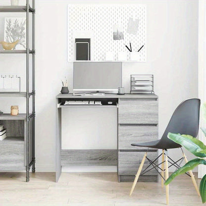 Bureau – Werkplek – Computerbureau – Thuiswerkplek – Schrijftafel – Grijs Sonoma – Compact 90x45x76 cm – Stevig Houtachtig Materiaal