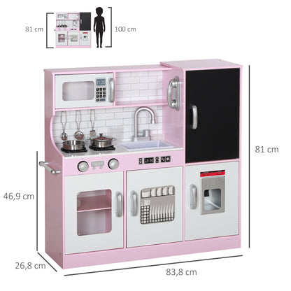Speelkeuken – Speelkeukentje – Kinderkeuken – Speelgoedkeuken – Keukentje Roze – Inclusief Krijtbord – Accessoires – Afmetingen 83,8x26,8x81 cm