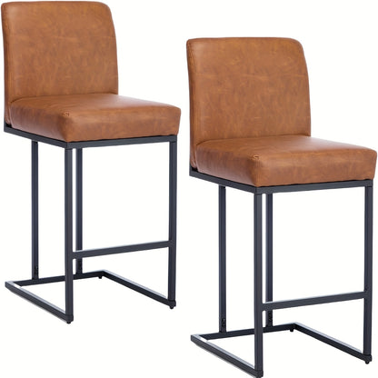 Set of 2 Modern 60.96cm Counter Height Bar Stools with Backrest & Sturdy Metal Frame - Easy Assembly, Square Seat -Free Design, Round Bar Stool, Bar Stools For Kitchen, Black Bar Stools For Kitchen Island, Bar Stools For Kitc