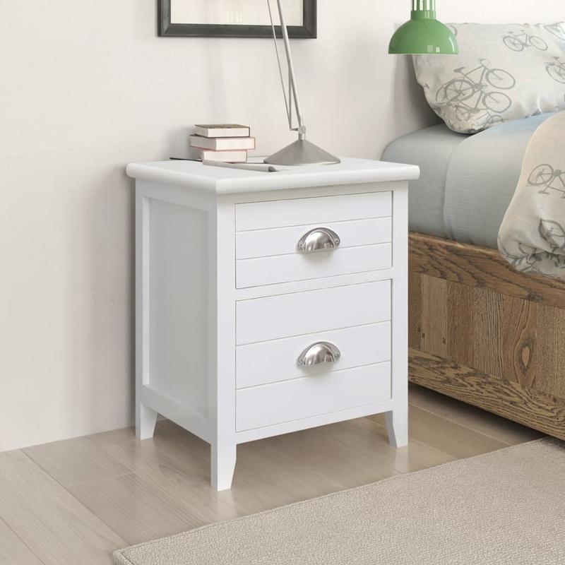 Set of 2 bedside tables with 2 white drawers