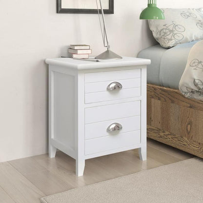 Set of 2 bedside tables with 2 white drawers