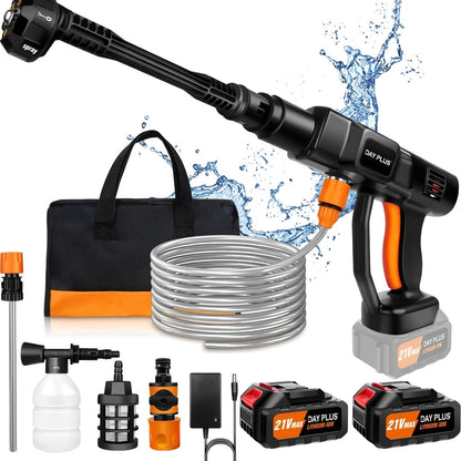 Hogedrukreiniger – Draadloze Hogedrukspuit – Accu Hogedrukreiniger – Mobiele Waterreiniger – Hogedrukapparaat – 2x Lithium-ion Batterijen – 45 Bar Druk & 5 Meter Waterslang