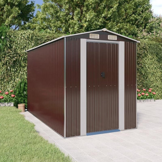 Tuinschuur – Tuinberging – Opslagschuur – Buitenberging – Tuinhuisje – Ruim 180,5x97x209,5 cm – Gegalvaniseerd Staal Met Houtlook