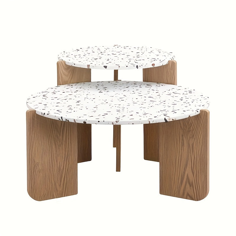Bamboe Salontafel – Bijzettafel – Side Table – Balkon Tafeltje – Witte Set van 2 – Duurzaam Bamboo Materiaal – Geen Montage Nodig
