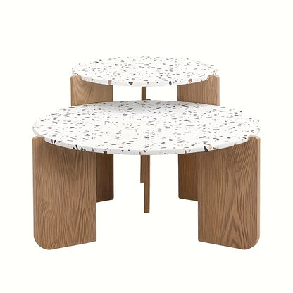 Bamboe Salontafel – Bijzettafel – Side Table – Balkon Tafeltje – Witte Set van 2 – Duurzaam Bamboo Materiaal – Geen Montage Nodig