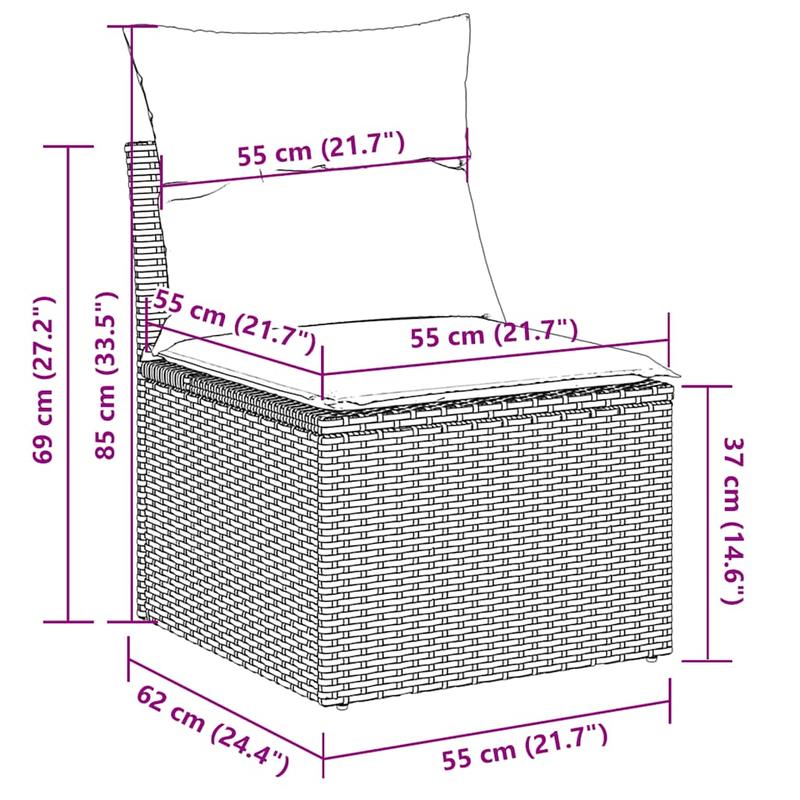 2pcs Beige Poly Rattan Outdoor Sofa Set with Cushions - All-Weather Durable Garden Furniture, Beige & Acacia Brown Wicker-like Texture, Low-Maintenance Patio Couch for Balcony, Poolside, Backyard - Comfortable Seating for Ind