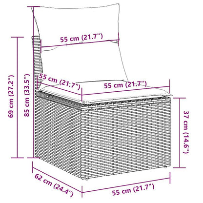2pcs Beige Poly Rattan Outdoor Sofa Set with Cushions - All-Weather Durable Garden Furniture, Beige & Acacia Brown Wicker-like Texture, Low-Maintenance Patio Couch for Balcony, Poolside, Backyard - Comfortable Seating for Ind