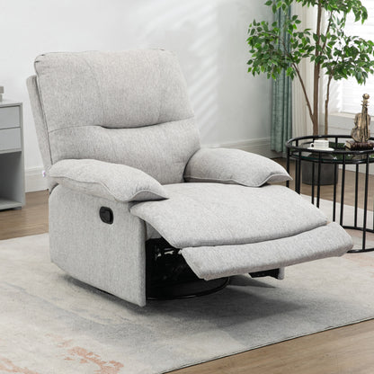 TV Fauteuil – Relaxstoel – Lounge Stoel – Draaifauteuil – Relaxfauteuil – Lichtgrijs – Verstelbare Rugleuning Tot 150° – Stevig Houten Frame Met Pocketvering