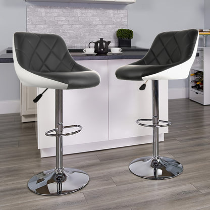 Barstoel Set – Barkrukken – Keukenkrukken – Breakfast Bar Stools – Counter Stoelen – PU Lederen Zitting – Verstelbare Hoogte 53-73 cm – 360° Draaibaar – Zwart/Chroom