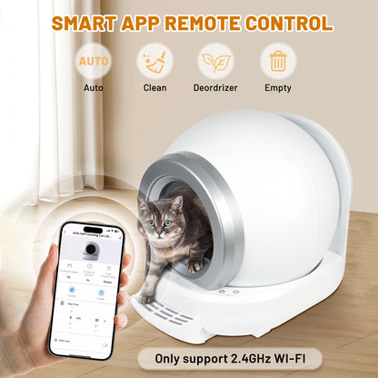 Zelfreinigende Kattenbak – Automatische Kattenbak – Elektrische Kattenbak – Kattenbak Met App – Grote Kattenbak – 65L Capaciteit – Infraroodsensor & Laag Instap 8cm