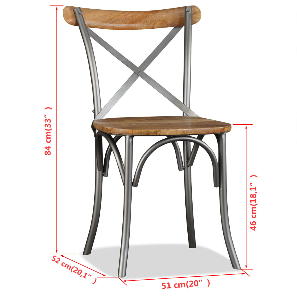 Eetkamerstoel – Stoel – Kuipstoel – Keukenstoel – Meubel – Massief Mangohout – Stalen Frame