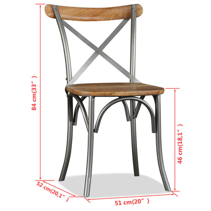 Eetkamerstoel – Eettafelstoel – Keukenstoel – Stoel – Kuipstoel – Massief Mangohout – Robuust Stalen Frame
