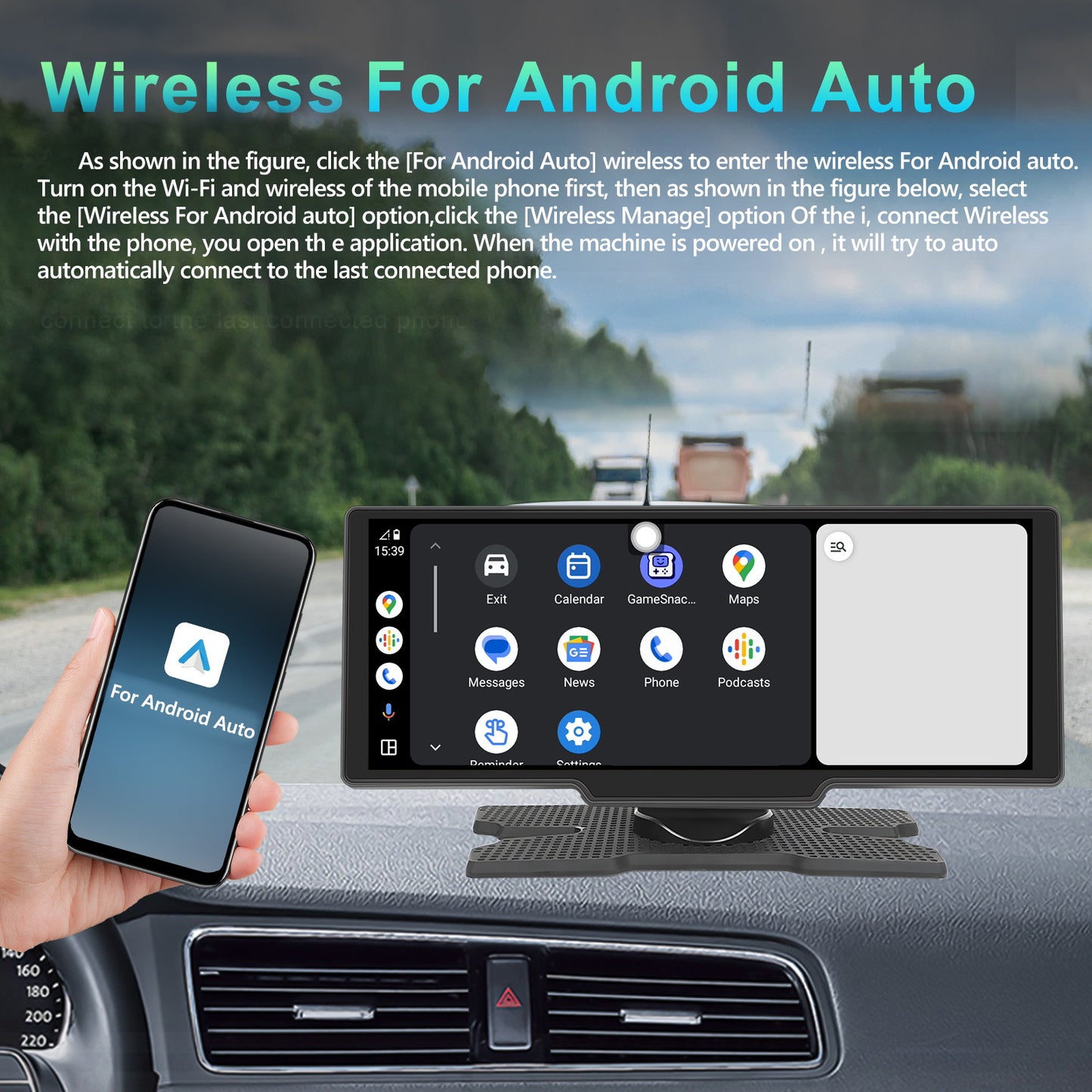 Auto Radio Touchscreen – Autoradio Multimedia – CarPlay Radio – Android Auto Radio – Draagbare Autoradio – 10,26 Inch IPS Full HD – Draadloze CarPlay & 1080P Achteruitrijcamera