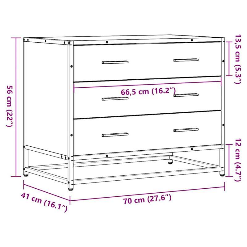 Ladekast – Commode – Opbergkast – Dressoir – Kledingkast – Sonoma Eiken – 70x41x56 cm – Meervoudig Engineering Hout