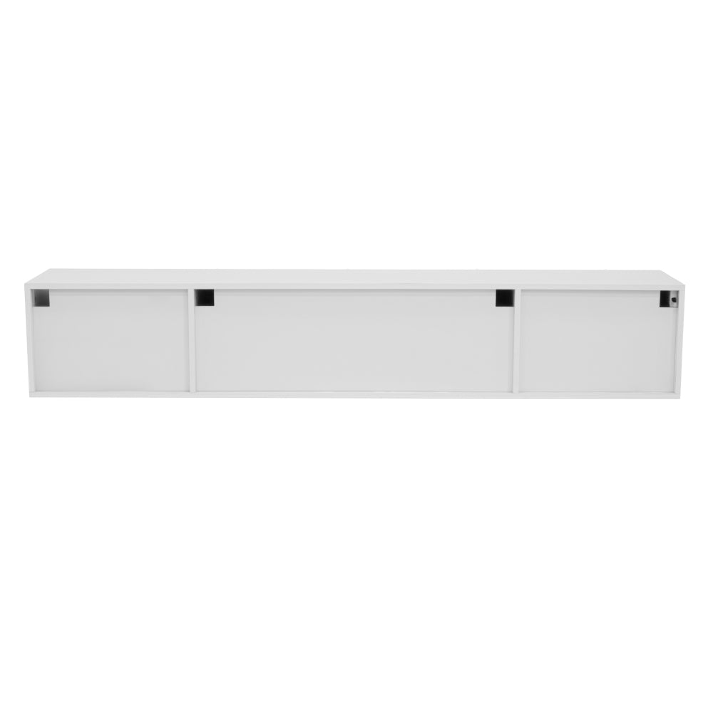 Modern Wall-Mountable TV Stand Compatible for 170cm Wide - Floor-Standing or Wall-Mountable Media Console with 3 Doors & 2 Drawers, Handleless Design, High-Gloss Finish, for Living Room (No Wood)