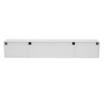 Modern Wall-Mountable TV Stand Compatible for 170cm Wide - Floor-Standing or Wall-Mountable Media Console with 3 Doors & 2 Drawers, Handleless Design, High-Gloss Finish, for Living Room (No Wood)