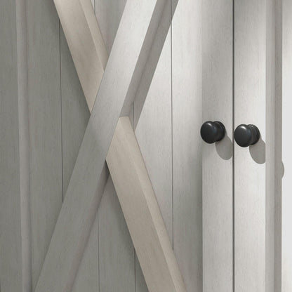 Gereedschapskast – Gereedschapskist – Opbergkast – Werkplaatskast – Werkbank – Houten Kast Met 2 Deuren – Asfalt Dak – 110x55x117 cm – Lichtgrijs – Tijdelijk Plaatsbaar – Verwijderbaar