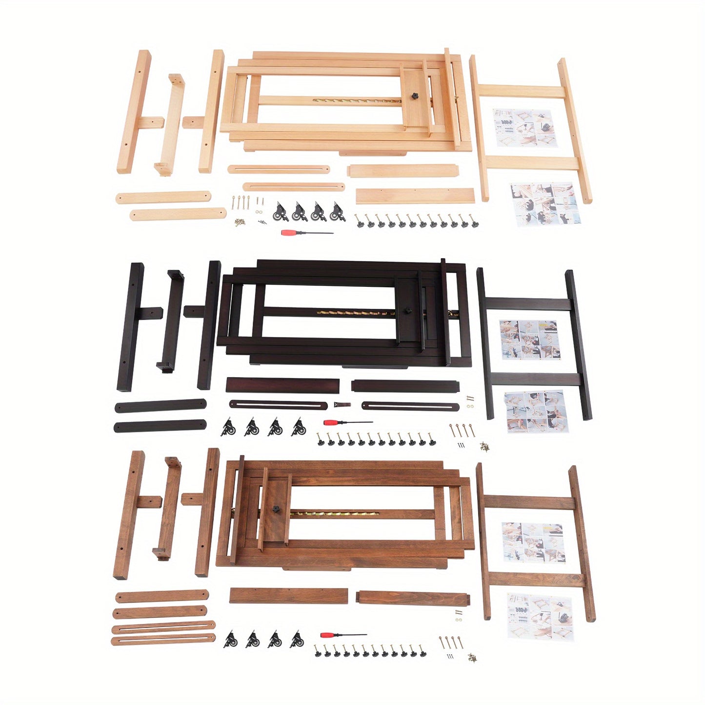 Verstelbare Kunstenaars Ezelschaal – Schildersezel – Atelier Ezelschaal – Houten Ezelschaal – Kunst Easel – Walnoot Kleur – Verstelbare Hoogte 140-300 cm – Stevige H-vormige Basis met Remwieltjes