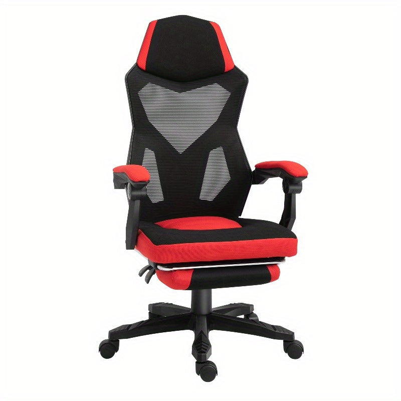 Gaming stoel – Gamestoel – Gaming chair – Game stoel – Bureaustoel – Ergonomisch ontwerp – Handmatig verstelbaar – Zwart met rode accenten – Stevige vijfwielbasis