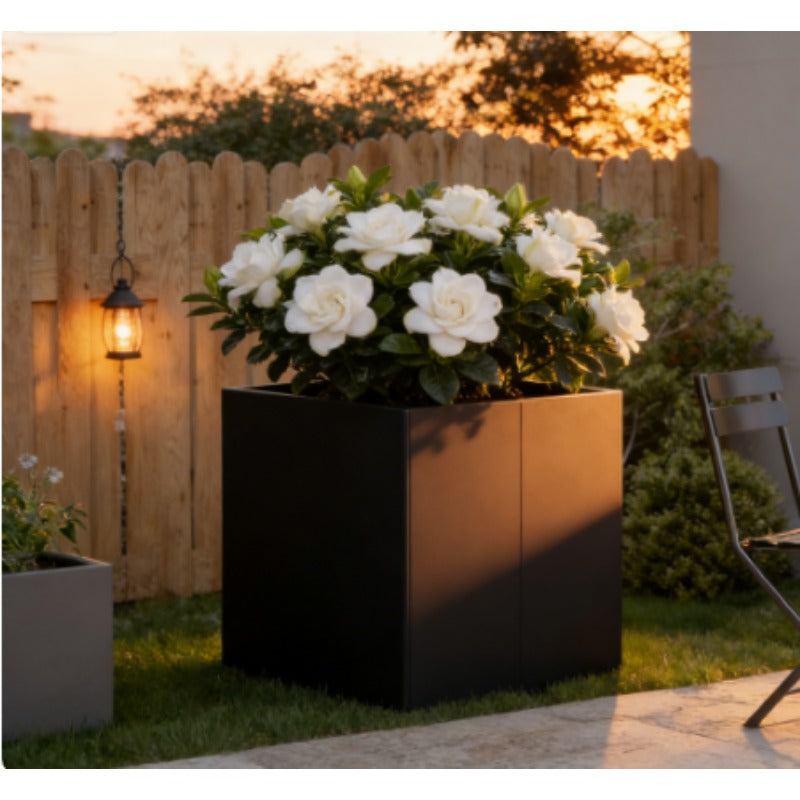 Plant Pot Black 80x40x80cm Cold-rolled Steel Chic Outdoor Planter Serves as a Focal Point for Exterior Spaces Reliable Weather- Planter Combines Beauty and Gardening Functionality