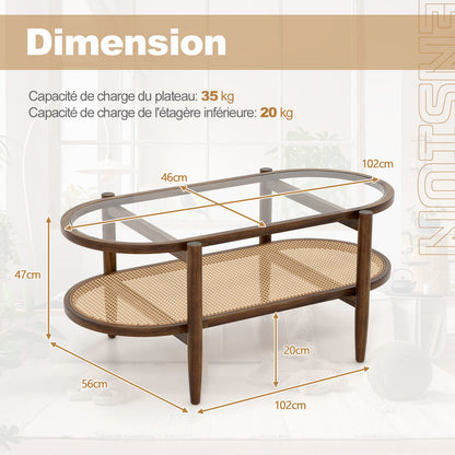 Salontafel – Koffietafel – Woonkamertafel – Bijzettafel – Tafel – Acaciahout – 2 Laags – Mid-Century Modern Rechthoekig 100x50x45 cm