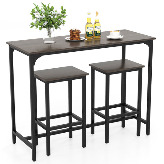 Bartafelset – Eettafelset – Barkrukset – Bistroset – Hoog Tafelset – Industrieel Design – Compact 120x48x91 cm – Met Metalen Frame