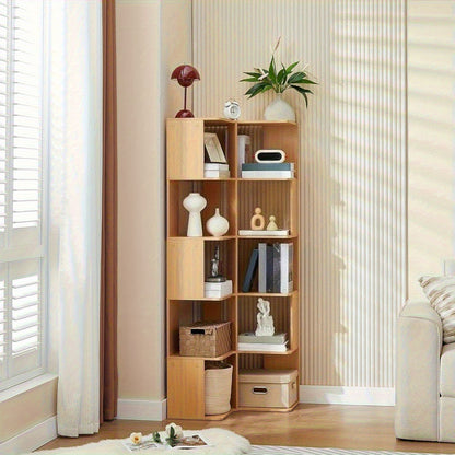 5-laagse Hoekboekenplank – Hoekrek – Boekenkast – Opbergkast – Hoekopberger – Vrijstaande L-vormige Plank – Ruimtebesparend Design – Stevige Duurzame Constructie