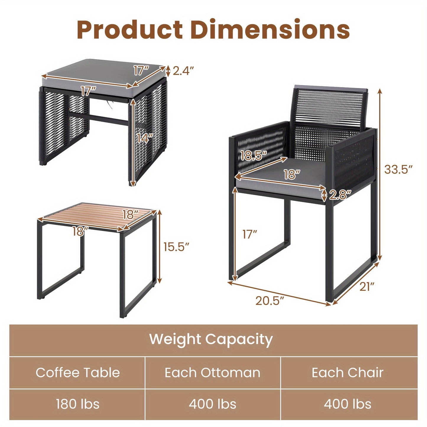 Tuinmeubelen – Loungeset – Zitgroep – Tuinset – Loungeset Met Kussens – Weerbestendig PE Rattan – Acaciahouten Tafel